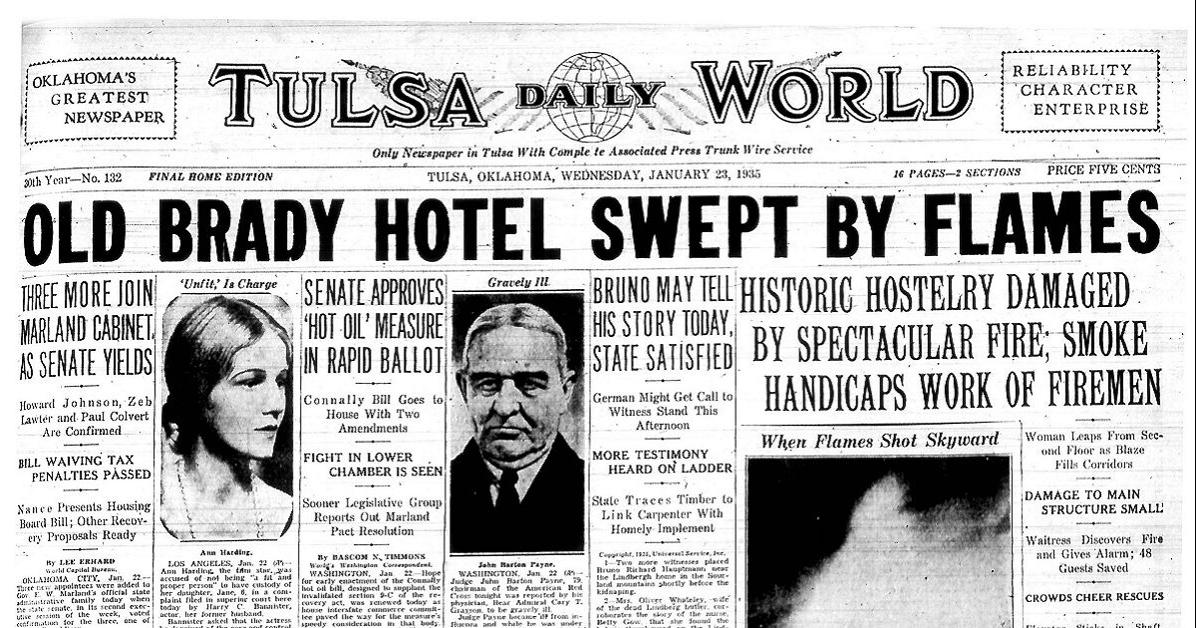 Throwback Tulsa: Tulsa's historic Brady Hotel at Archer and Main burns on  this day in 1935