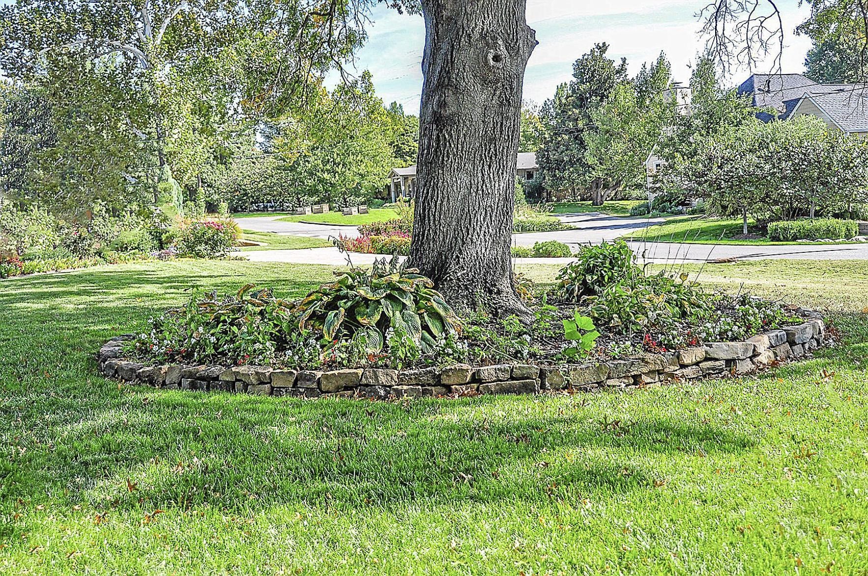 Flower beds around deals trees