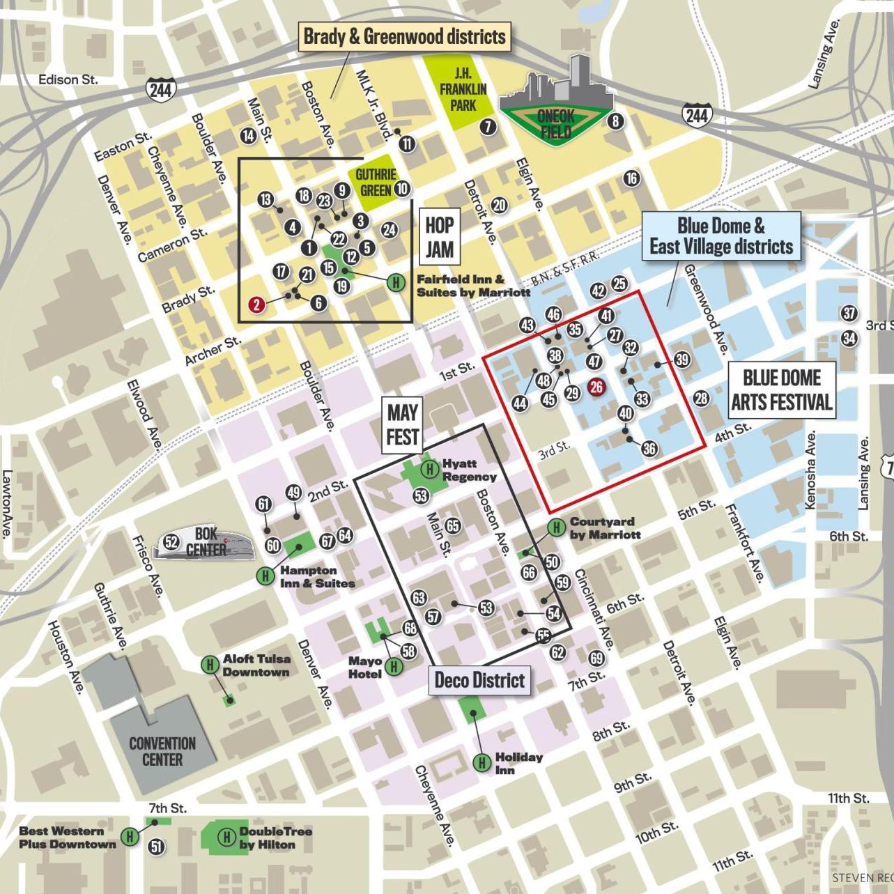 Find your map to downtown's restaurants, bars and shops