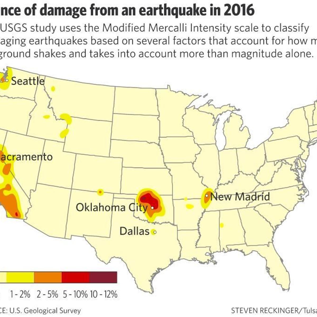 Usgs Report Man Made Quakes Give Oklahoma Highest Risk Making