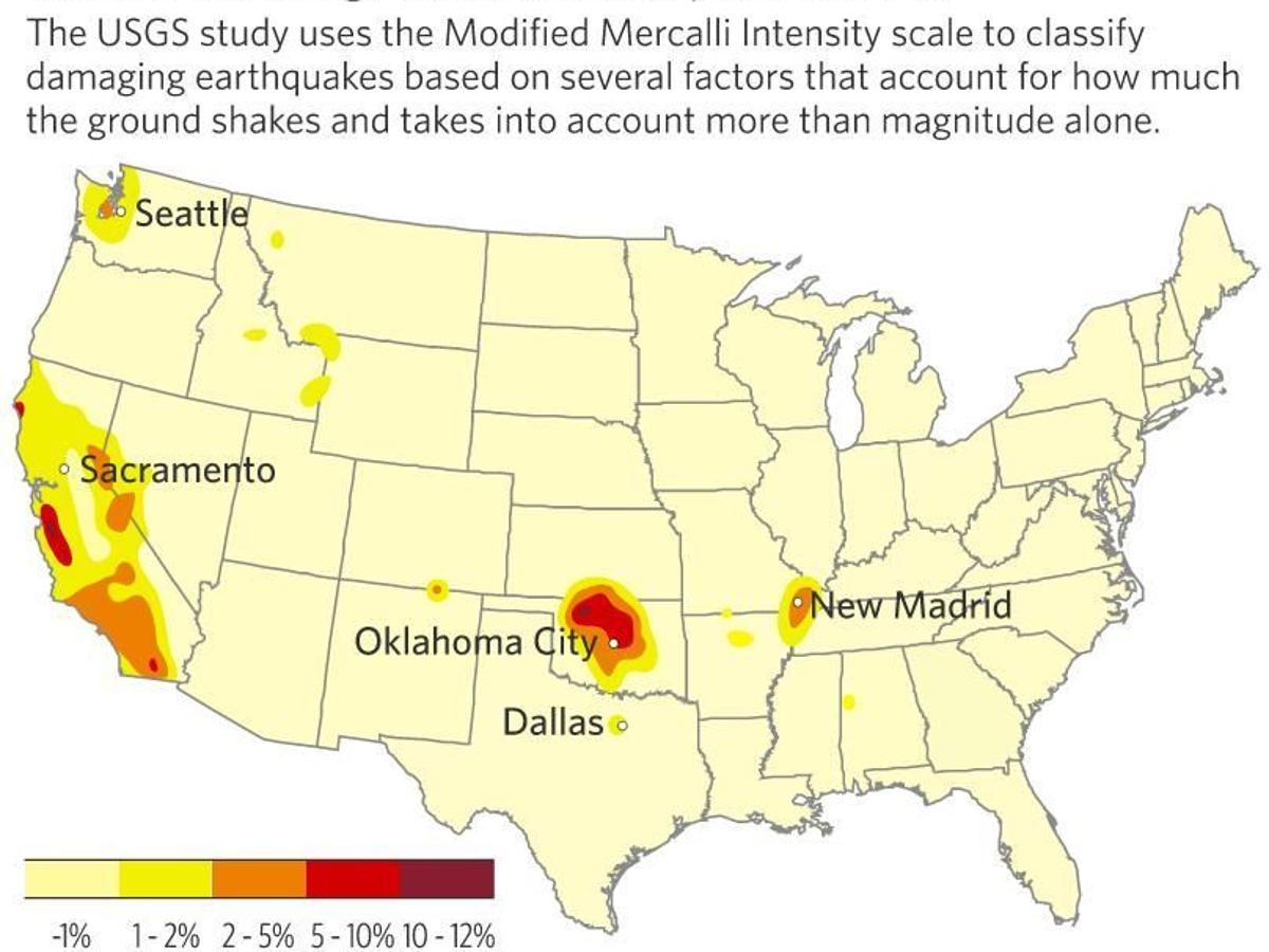 Usgs Report Man Made Quakes Give Oklahoma Highest Risk Making State S Hazards Comparable To California Earthquakes Tulsaworld Com Usgs Report Man Made Quakes Give Oklahoma Highest Risk Making State S Hazards Comparable To California Earthquakes Tulsaworld Com