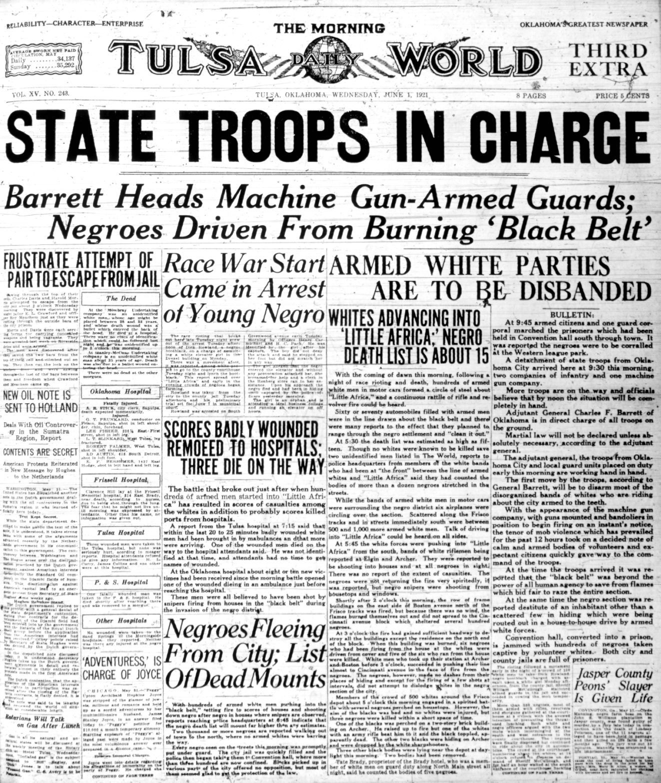 June 1, 1921: Read An Early Tulsa World Account Of The Tulsa Race Riot ...