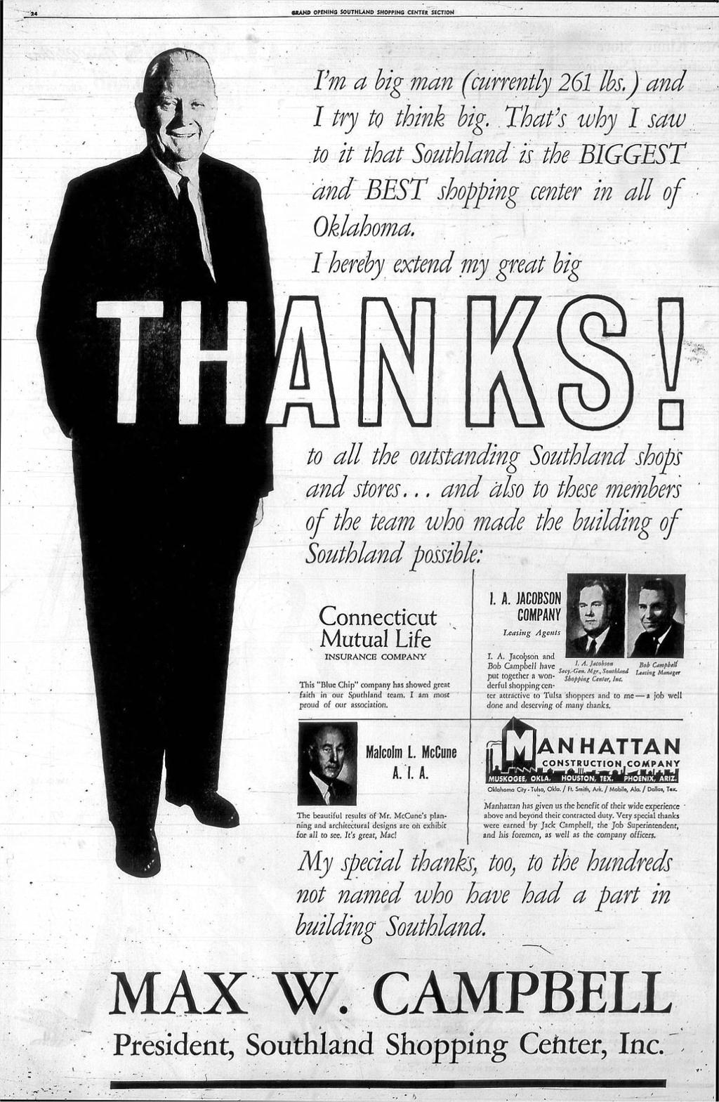 Throwback Tulsa Southland Mall Builder Was Big Man With A Big Heart History Tulsaworld Com
