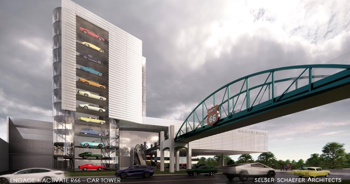 Multi-story classic car vending machine part of new Route 66 mixed-use development | Local News