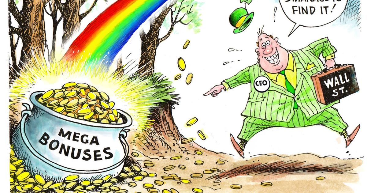 Cartoon: CEOS and Pots of Gold
