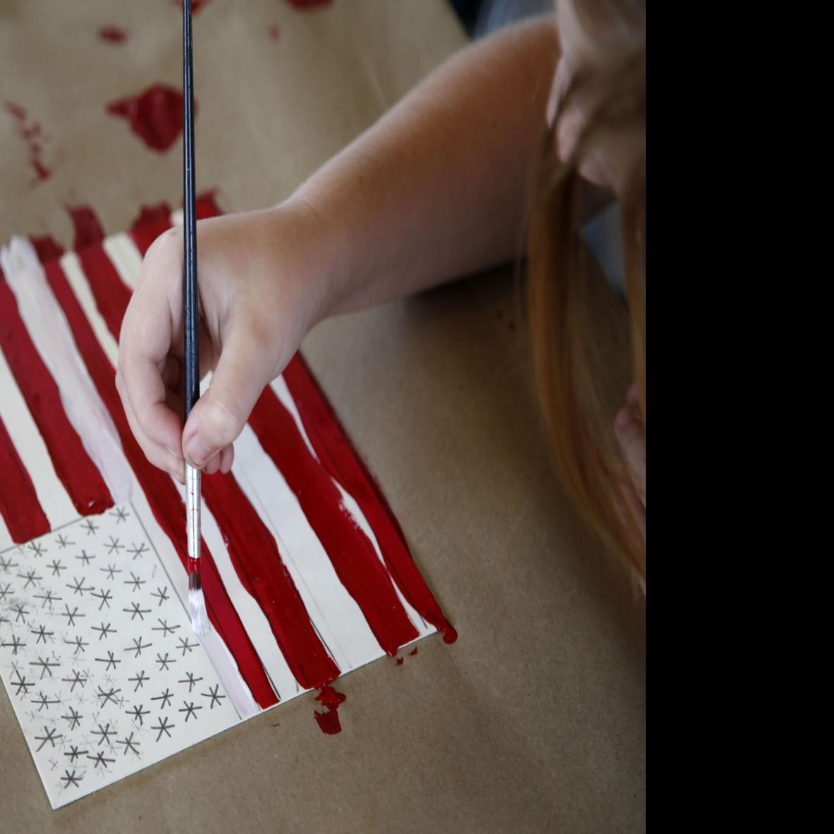 Kids Learn About Flag Day Symbolism Of U S Flag During Art Camp
