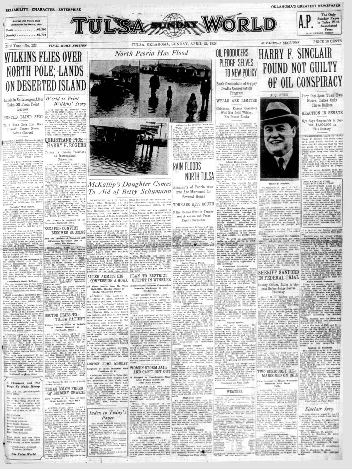 April 22, 1928 — Sinclair acquitted in Teapot Dome Scandal