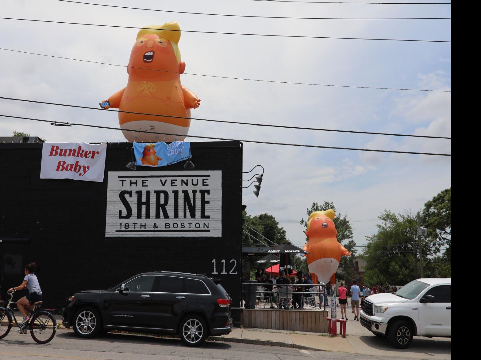 Baby Trump Balloon Near Downtown Calls Out Partisanship Raises Money For Historic Vernon Ame Church Local News Tulsaworld Com