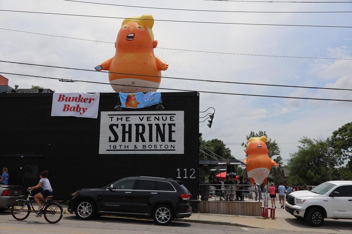 Baby Trump Balloon Near Downtown Calls Out Partisanship Raises Money For Historic Vernon Ame Church Local News Tulsaworld Com