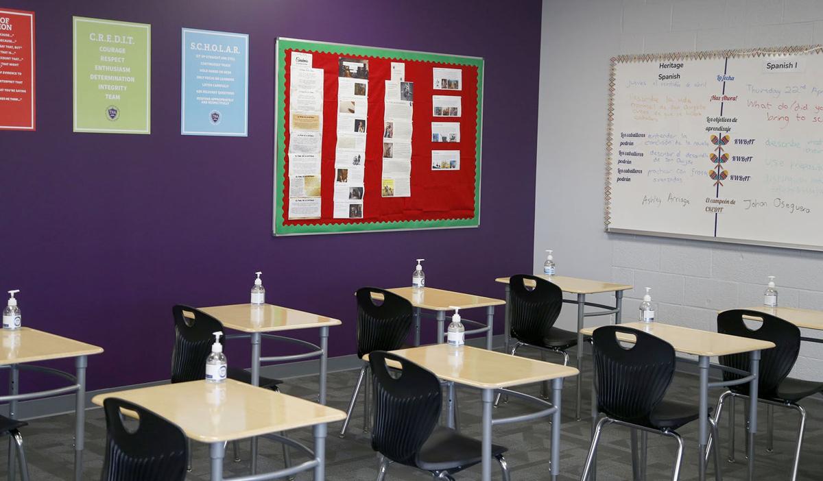 Empty classroom stock image