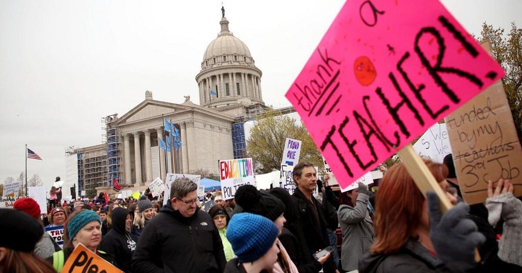 Teachers March Around Capitol In Largest Education Funding Protest In Years Education Tulsaworld Com