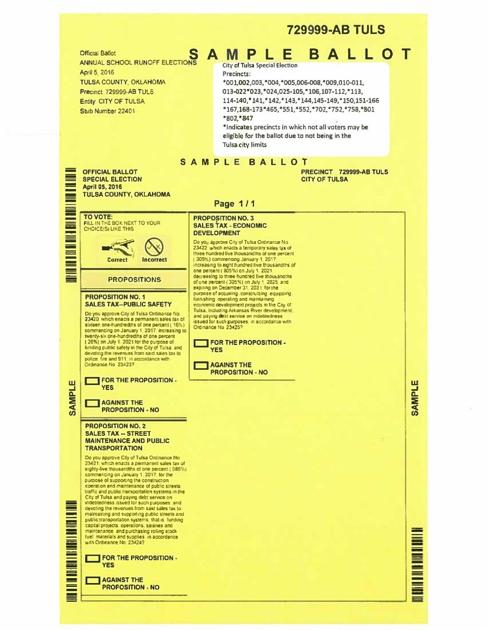 Vision ballots: See sample ballots for Tulsa and area communities coming to voters April 5 Vision ballots: See sample ballots for Tulsa and area communities coming to voters April 5