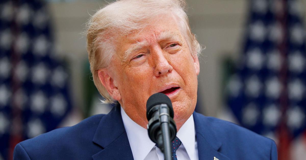 U.S. President Donald Trump participates in a Rose Garden Club Lunch at the White House in Washington