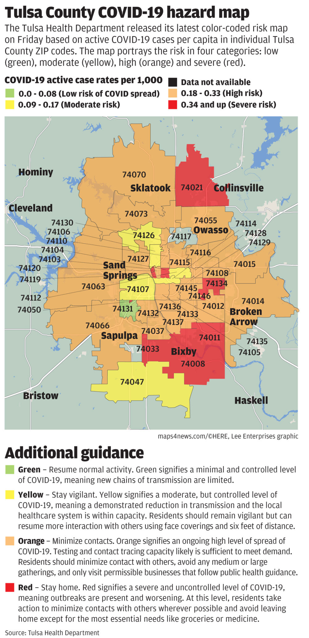Tulsa County COVID-19 hazard map