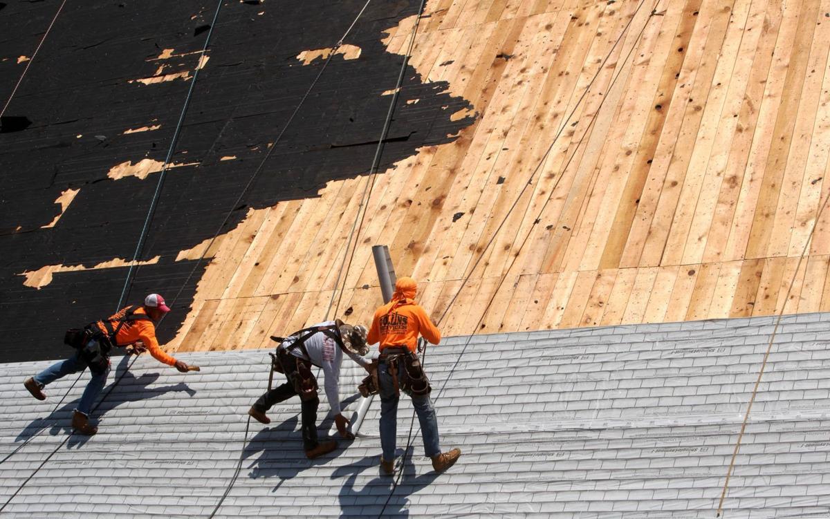 Gallery Roofing Crew Volunteers Tackle 10 000 Square Foot A Frame Church Local News Tulsaworld Com