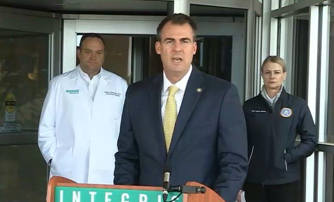 Gov. Kevin Stitt during April 17 news conference