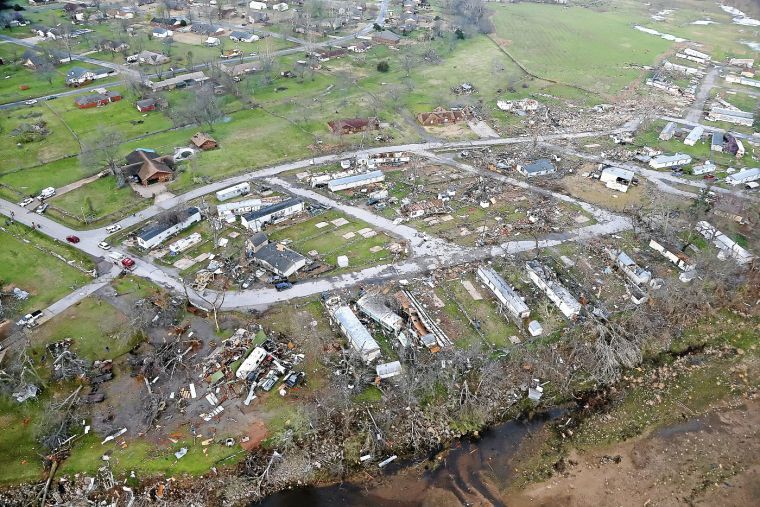 Officials tour Sand Springs tornado damage that resulted in one death