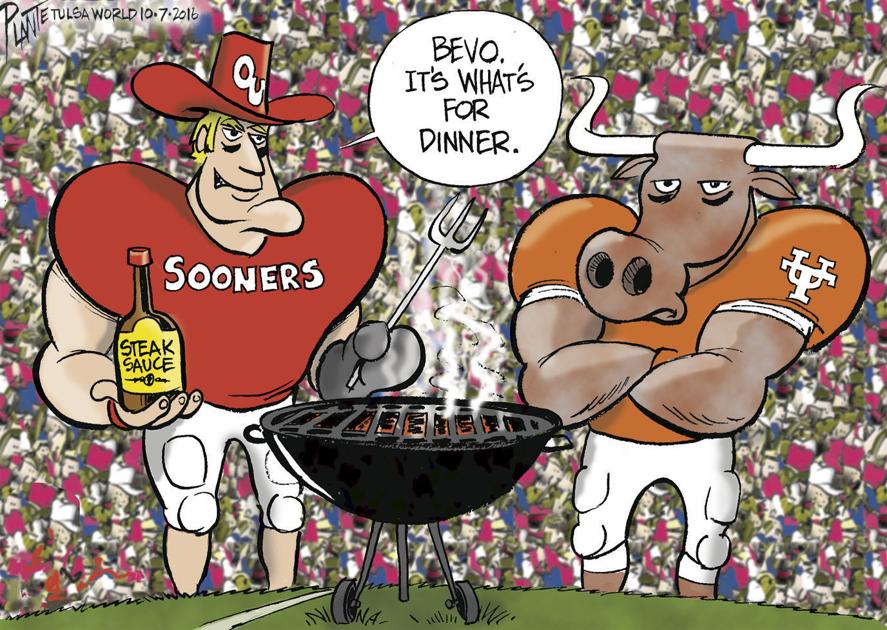 Bruce Plante Cartoon Oklahoma Sooners vs. Texas Longhorns Editorial
