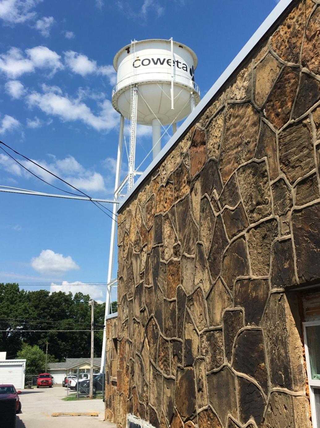 Even a water tower looks like art during our great weather in recent days