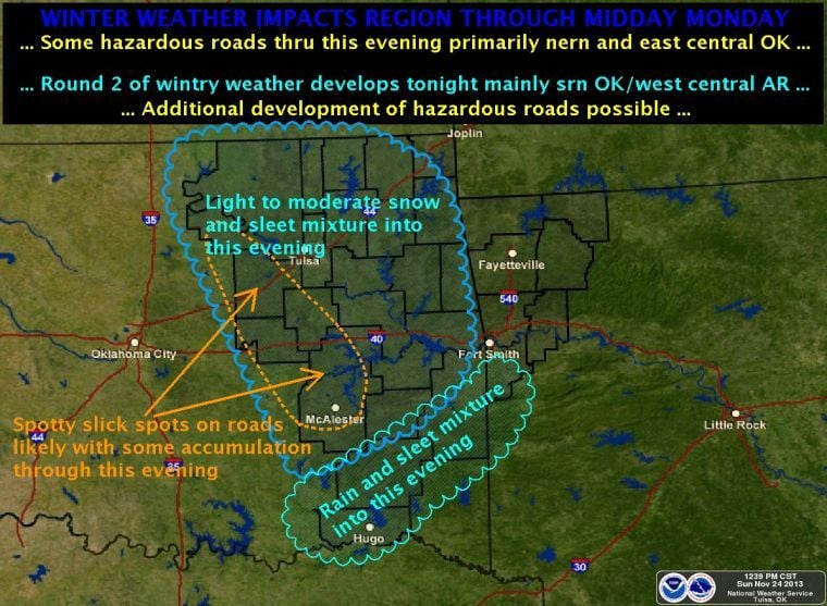 Winter weather advisory in effect for areas west, south of Tulsa