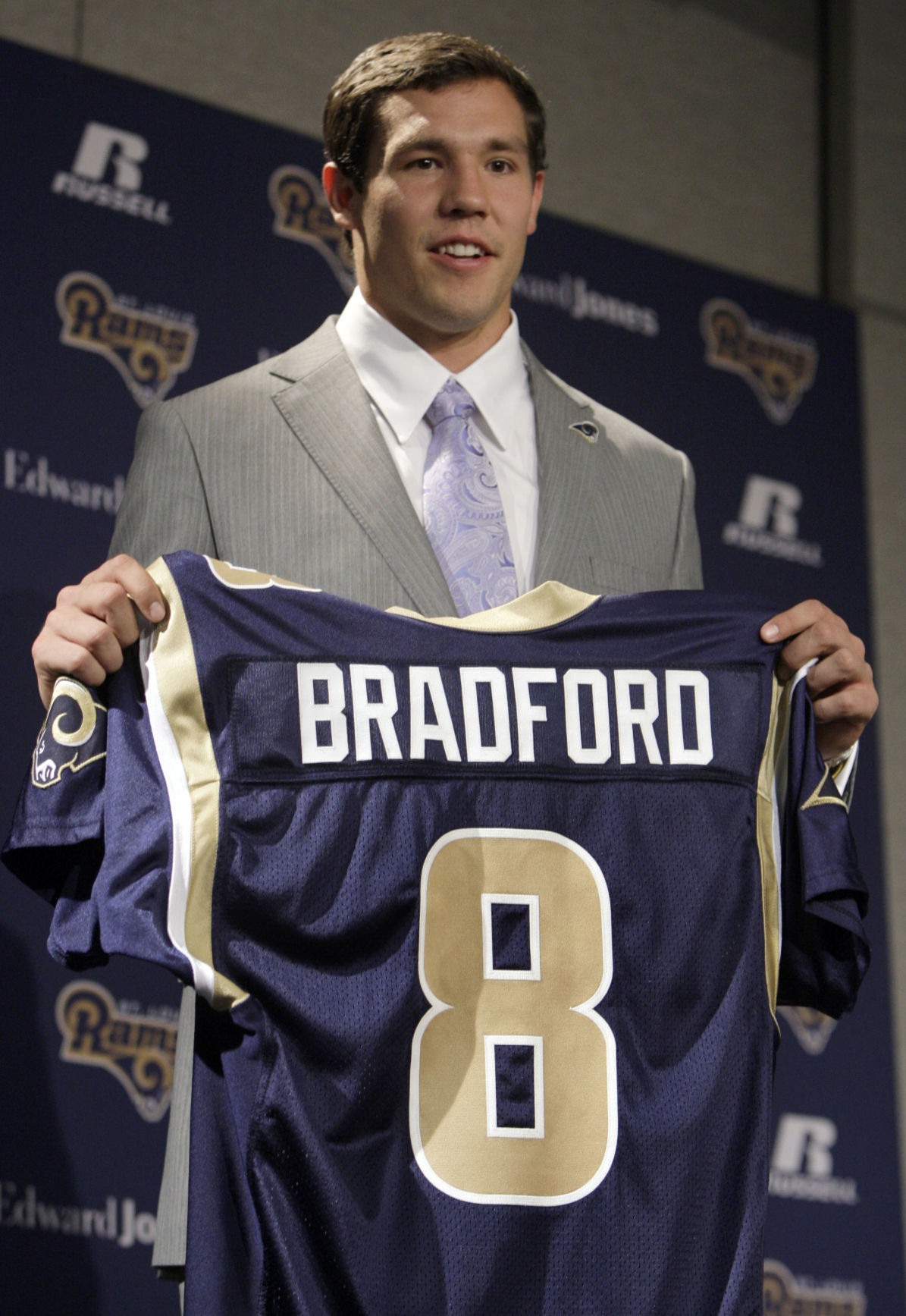 Sam Bradford Autographed St. Louis Rams Blue Jersey W/PROOF, Picture Of Sam  Signing For Us, Oklahoma Sooners, NFL Rookie Of The Year, Heisman Trophy  Winner at 's Sports Collectibles Store