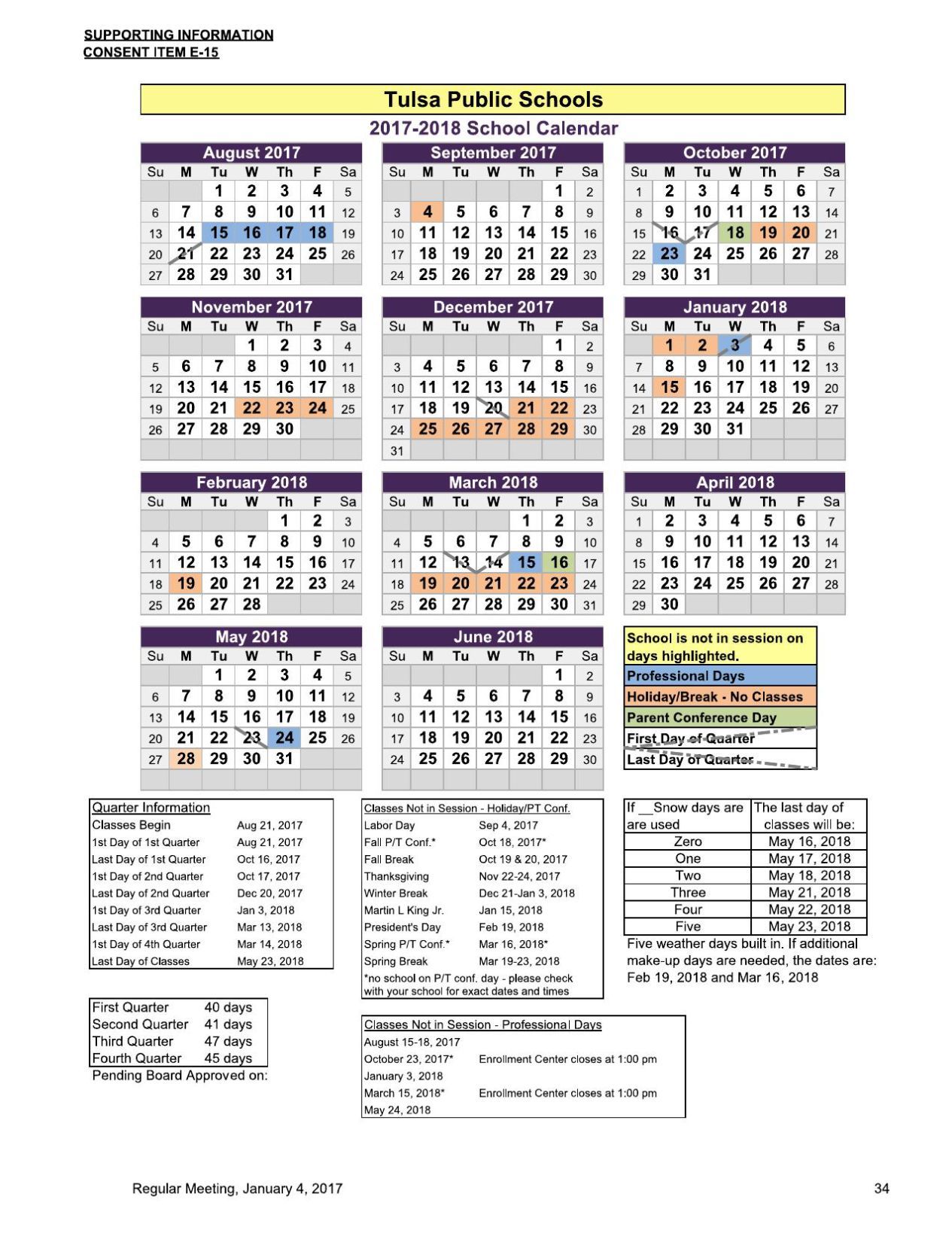 Document Proposed 2017 18 Calendar For Tulsa Public Schools Document Proposed 2017 18 Calendar For Tulsa Public Schools
