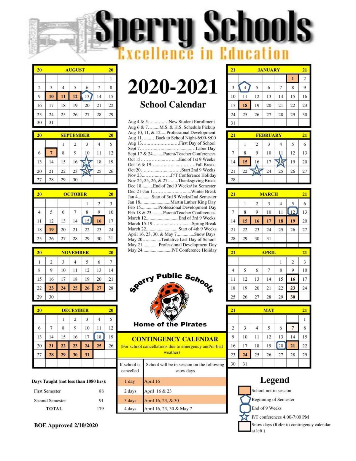 Sperry Public Schools 2020-21 Calendar Tulsaworldcom