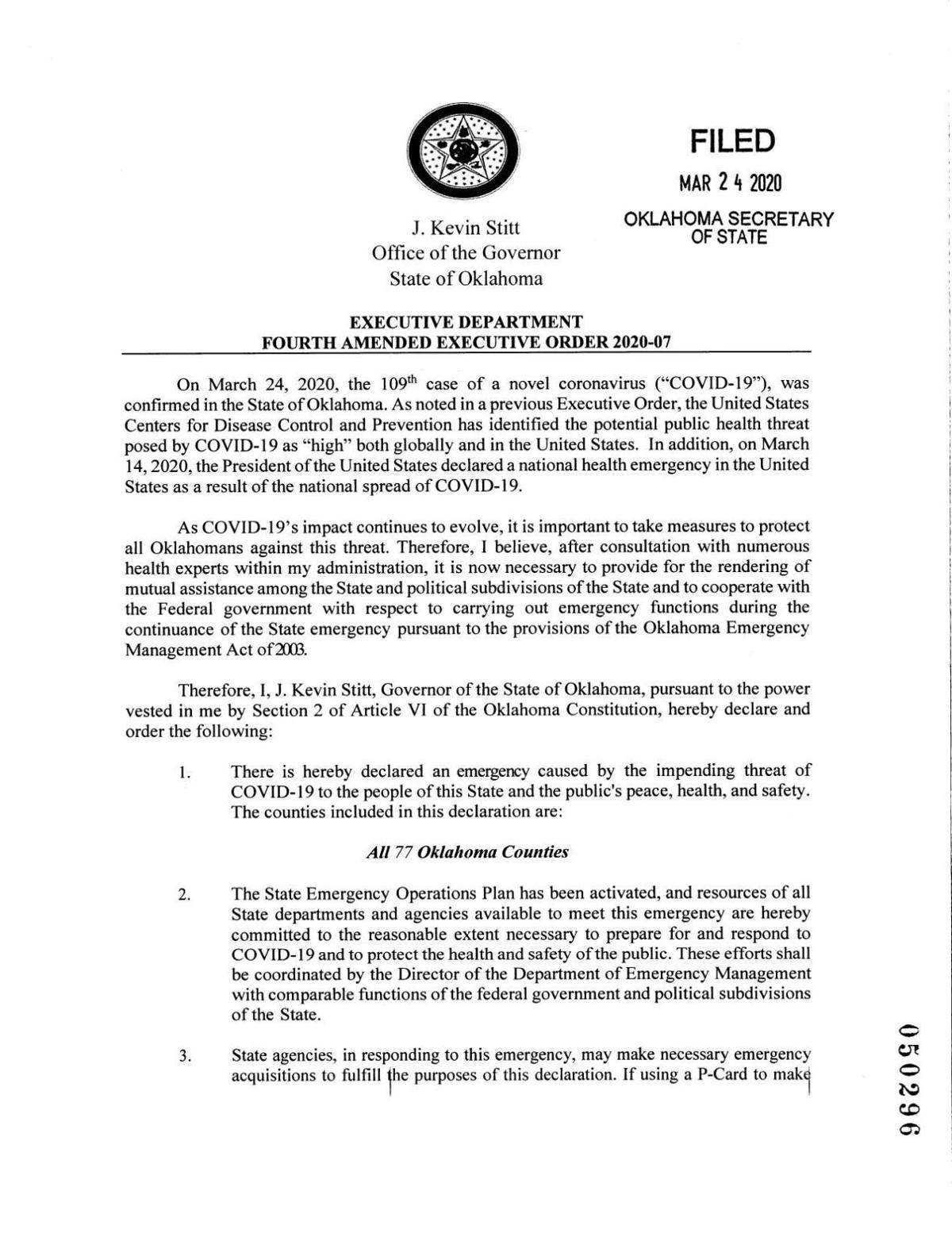 Fourth Amended Executive Order 07 Tulsaworld Com Fourth Amended Executive Order 07 Tulsaworld Com