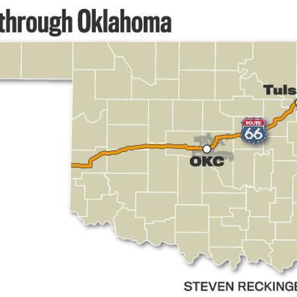 It S Authentic America Oklahoma Aims To Be Nation S Leader In Route 66 Tourism Local News Tulsaworld Com Route 66 Oklahoma Map