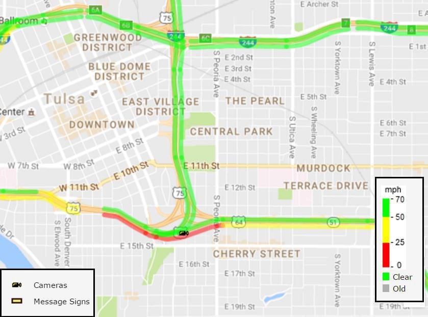 Eastbound ramp to Broken Arrow Expressway from downtown Tulsa closed ...