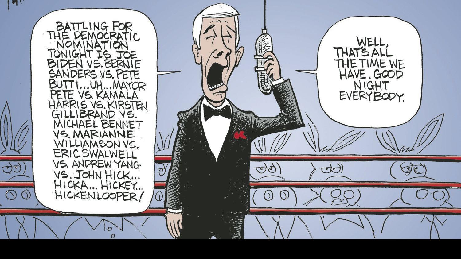 Bruce Plante Cartoon Campaign 2020 Debates Columnists Tulsaworld Com