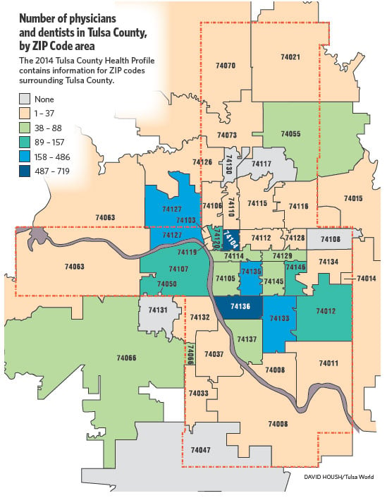 Tulsa County Zip Code Map Tulsa sees increase in doctors, but some north Tulsa areas go 