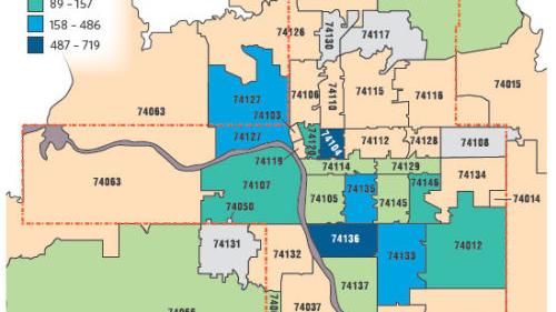 Tulsa County Zip Code Map Number of physicians and dentists in Tulsa County, by ZIP Code  Tulsa County Zip Code Map Number of physicians and dentists in Tulsa County, by ZIP Code