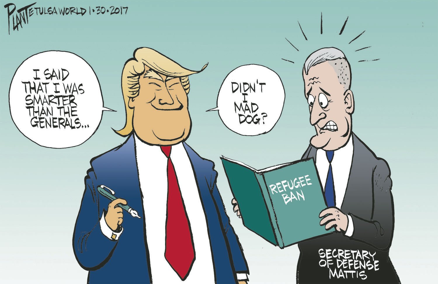 Bruce Plante Cartoon: Trump’s refugee ban executive order | Editorial ...