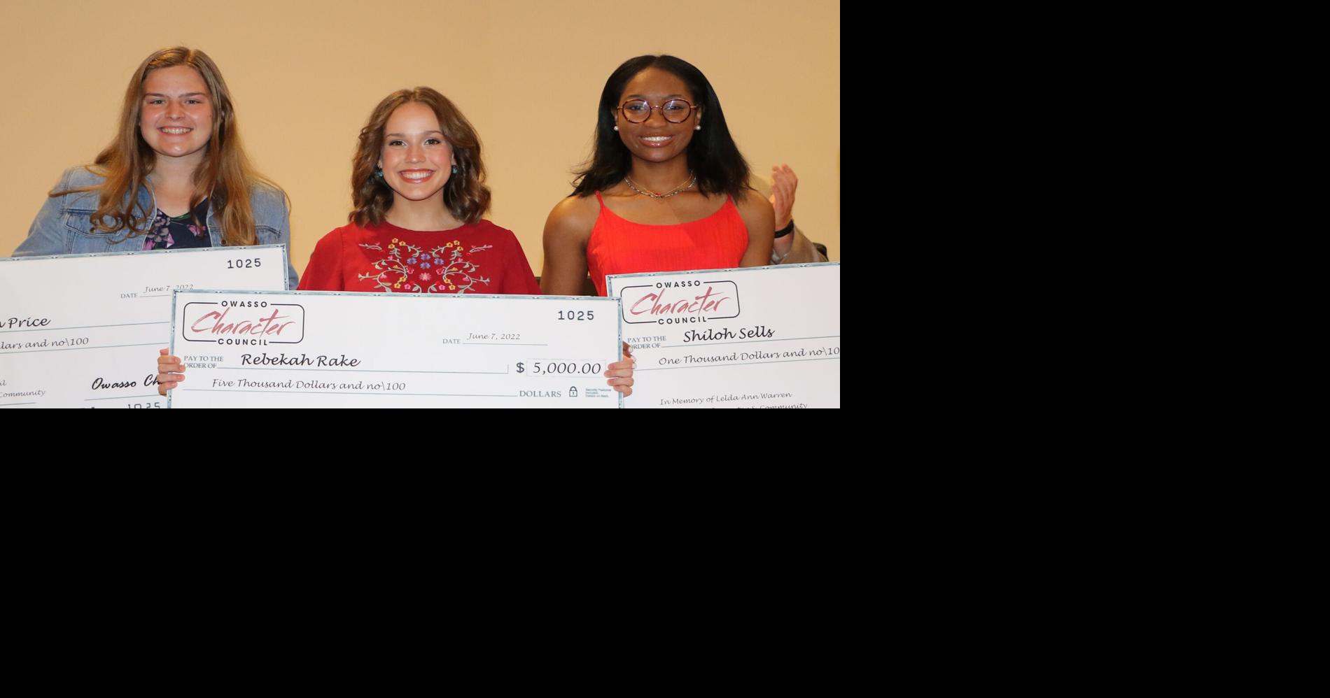 Owasso Character Council awards $11,000 in scholarships to three area ...