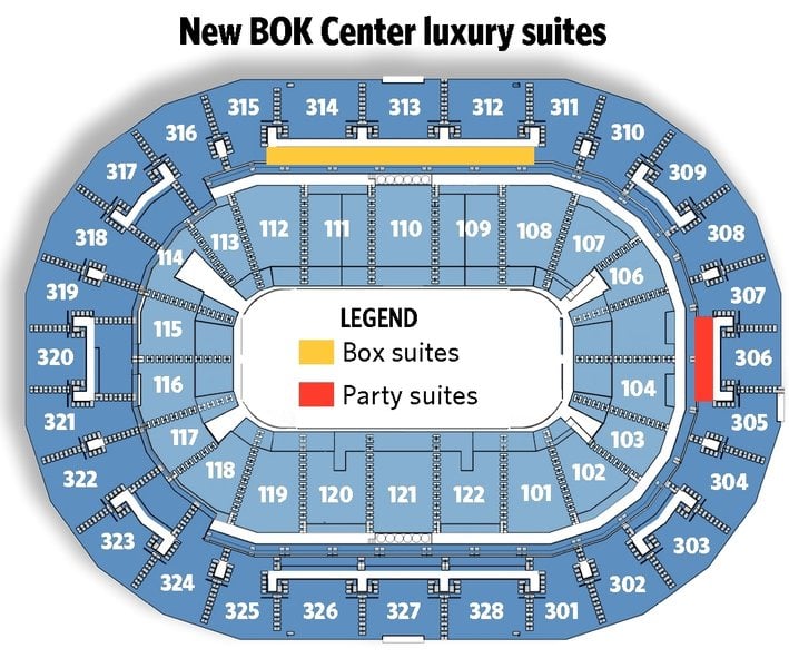 Detailed Seating Chart Bok Center Tulsa