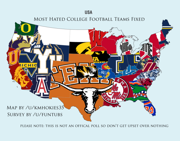 The Most Hated College Football Team In Oklahoma Texas Of Course OU 