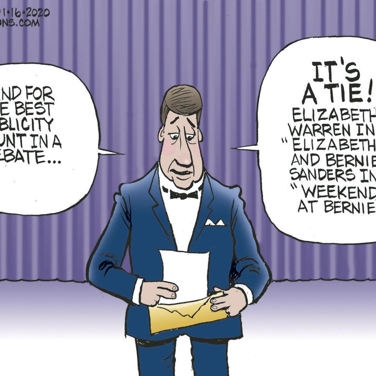 Bruce Plante Cartoon Bernie Sanders Vs Elizabeth Warren
