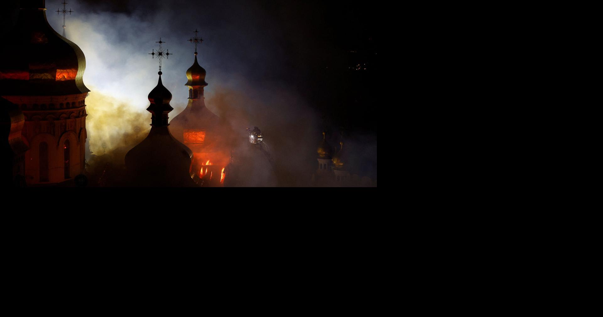 One of Ukraine’s most sacred sites burns after Russian strike