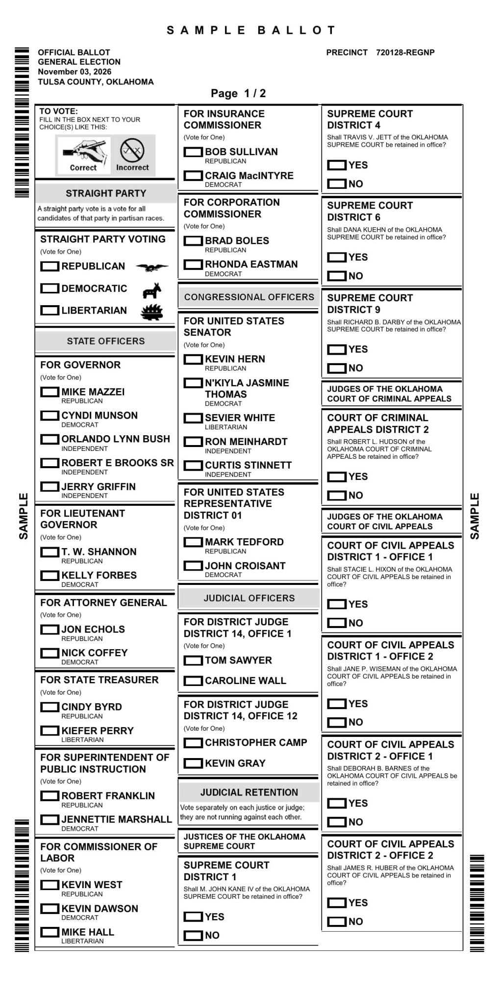 Cfc Sampler Sample ballot: Get prepared for Election Day in Tulsa Nov. 3