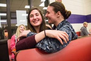 Sister surprises sibling at school after coming home to North Carolina on military leave