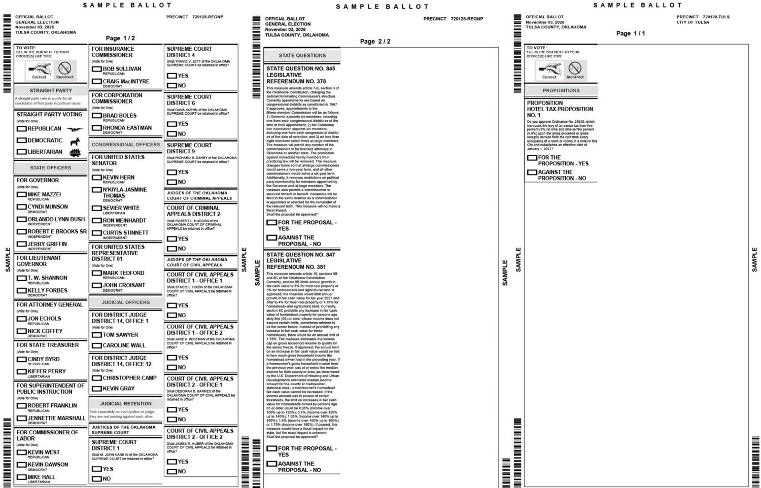 Cfc Sampler Sample ballot: Get prepared for Election Day in Tulsa Nov. 3