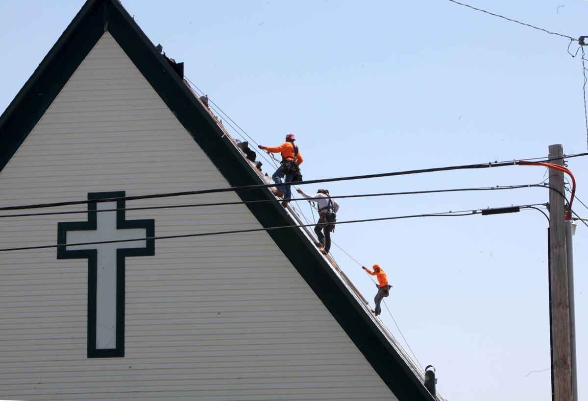 Gallery Roofing Crew Volunteers Tackle 10 000 Square Foot A Frame Church Local News Tulsaworld Com