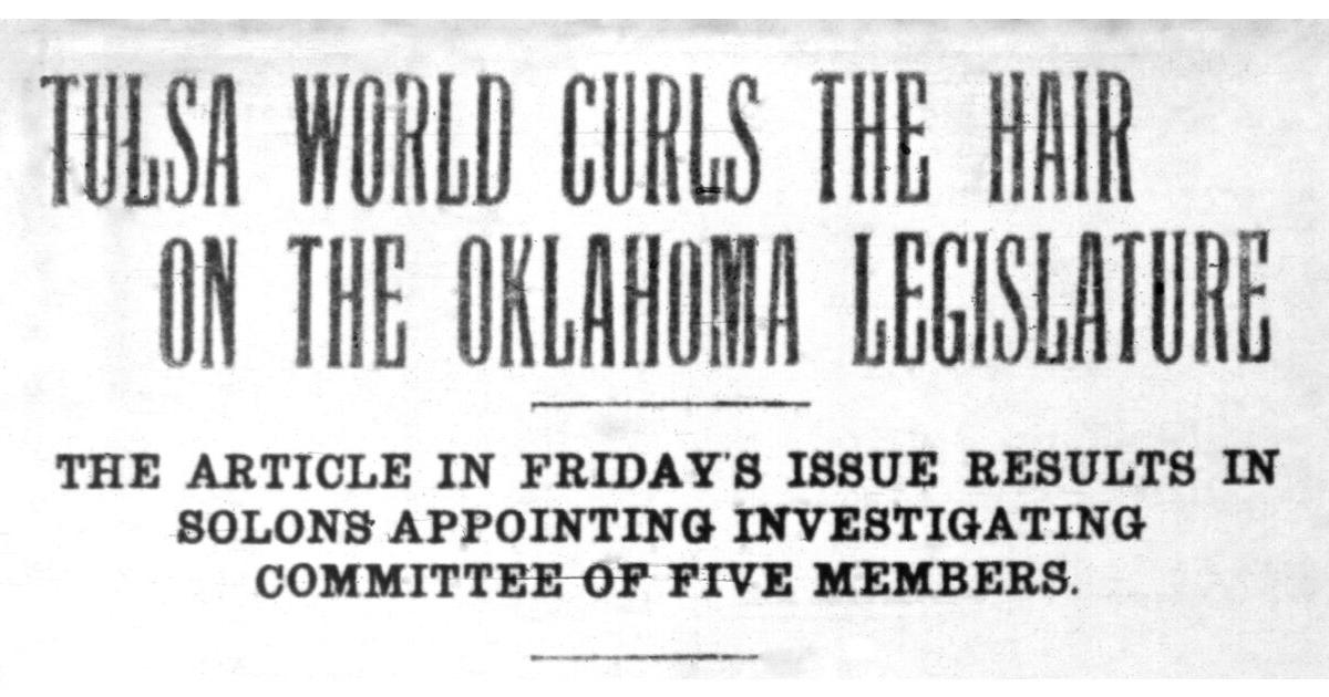 Colorful 1913 newspaper headline irked Oklahoma legislature - Vimarsana News
