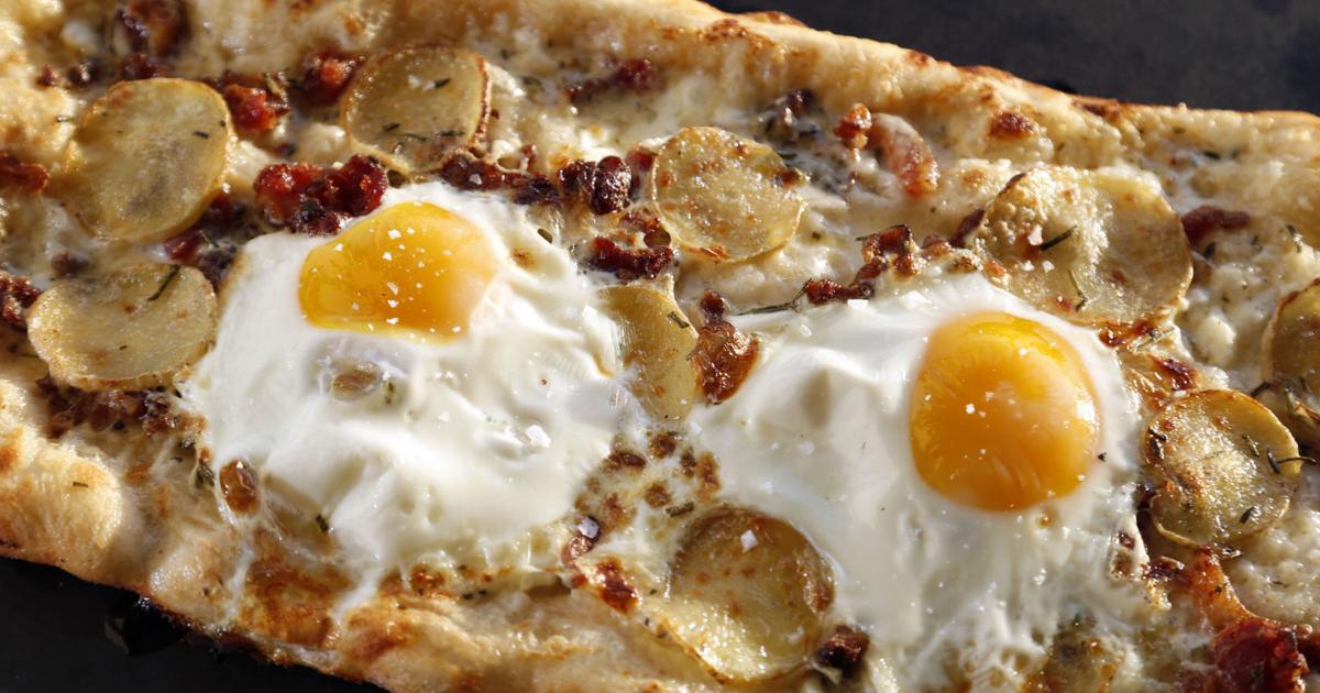 Prairie Fire Pie: Steak, bacon, onion, tomato sauce in flaky crust