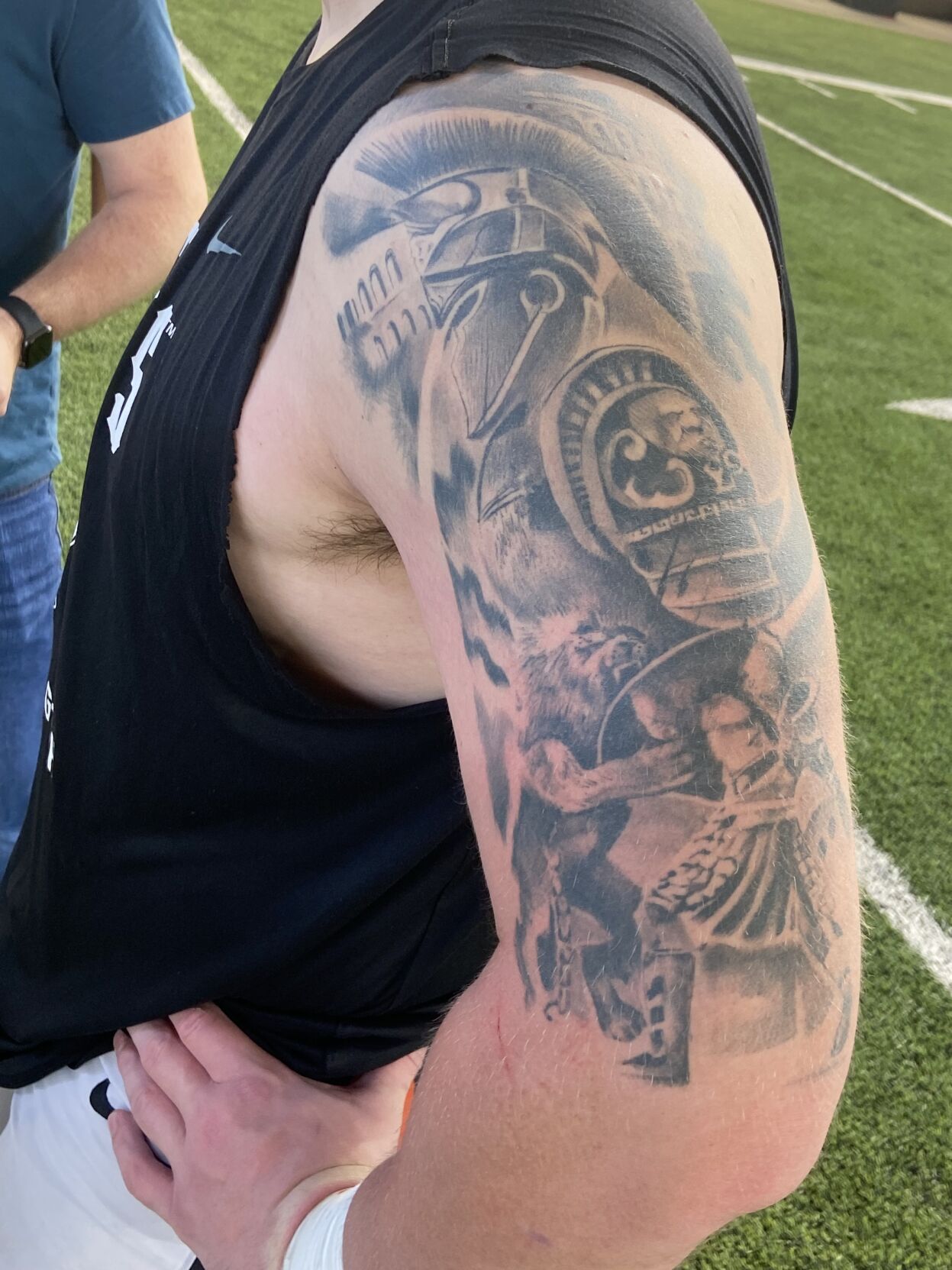 Maori style full sleeve tattoo on both arms