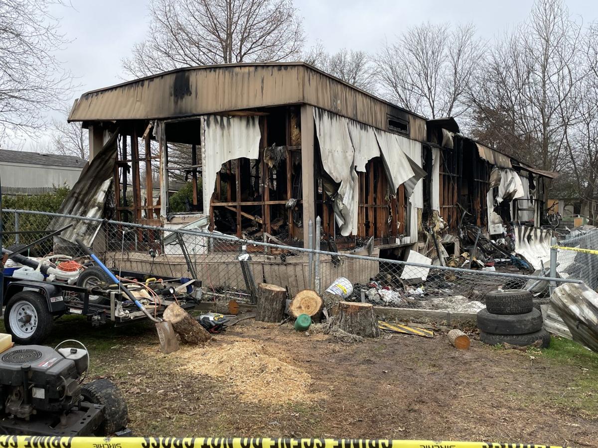 Mobile home catches fire