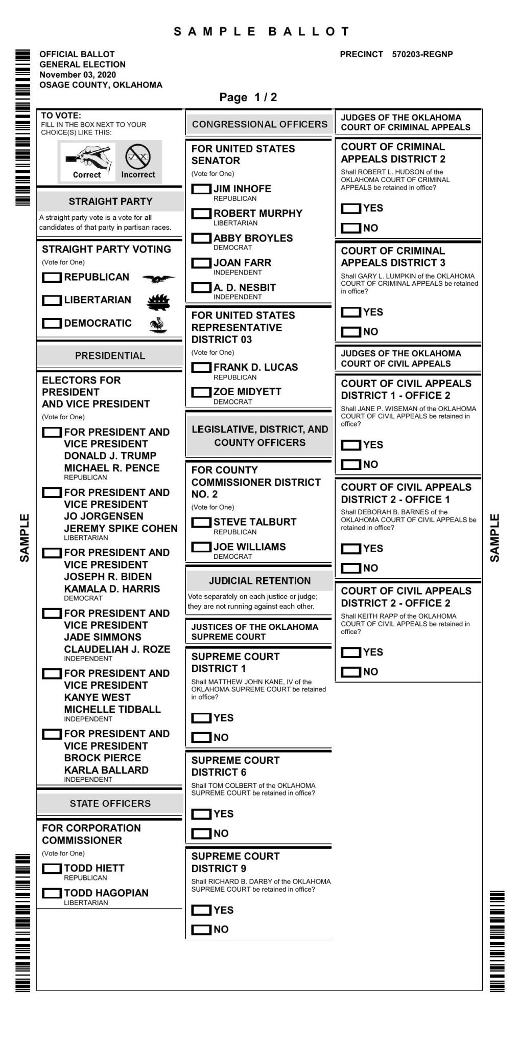 Sample ballot