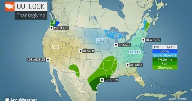 Rain expected Wednesday night; chilly but partly sunny Thanksgiving ...