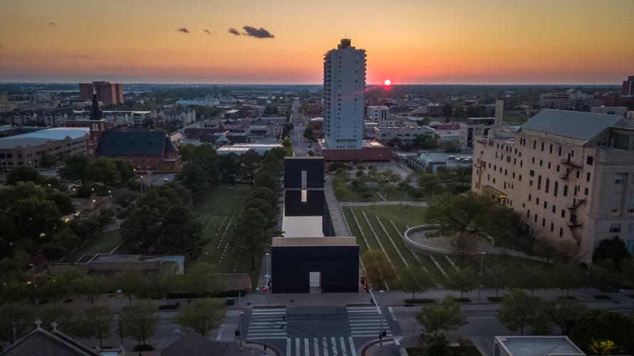 Drone image of Oklahoma City National Memorial and Museum. Image by Dave Morris.
